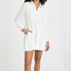 Amanda Uprichard White Long-Sleeve Tiered Mini Dress